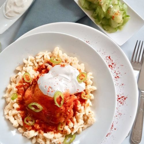 Hungarian chicken paprika with spaetzle