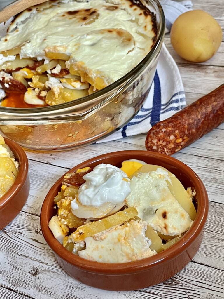 Hungarian layered potatoes casserole, rakott krumpli